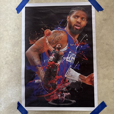 Paul George LA Clippers Basketball NBA Man Cave Canvas Poster Wall Art 12x18 in