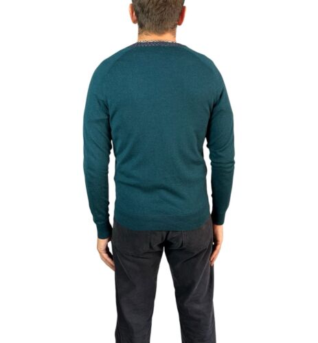 Paul Smith Men's Cardigan Merino Wool Blend Button V-Neck Sweater Green Size M - Picture 5 of 11