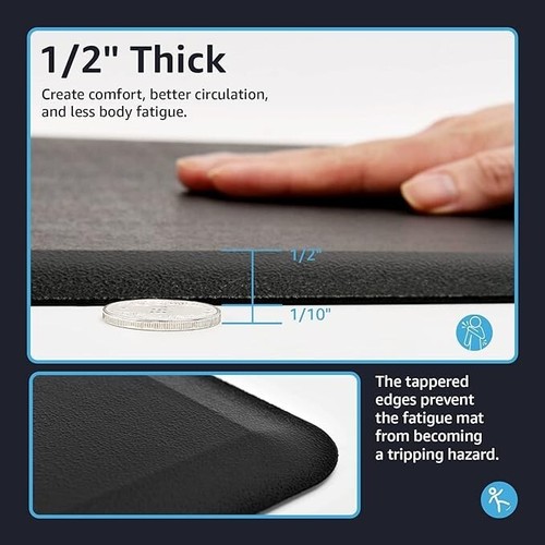 1/2 Inch Cushioned Kitchen Rug Anti Fatigue Waterproof, Non Slip Mat 17.3"x28" - Picture 8 of 15