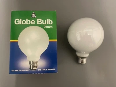 100 Watt Large Bell Globe Opal Light Bulb Lamp 95mm, ES, E27, Dimmable, Vintage