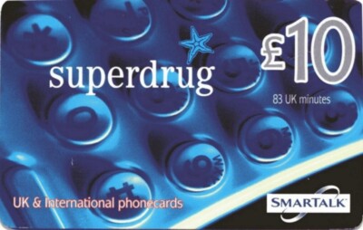 UK Fernbedienung Speicher Smartalk Prepaid-Karte Telefonkarte Superdrug £10