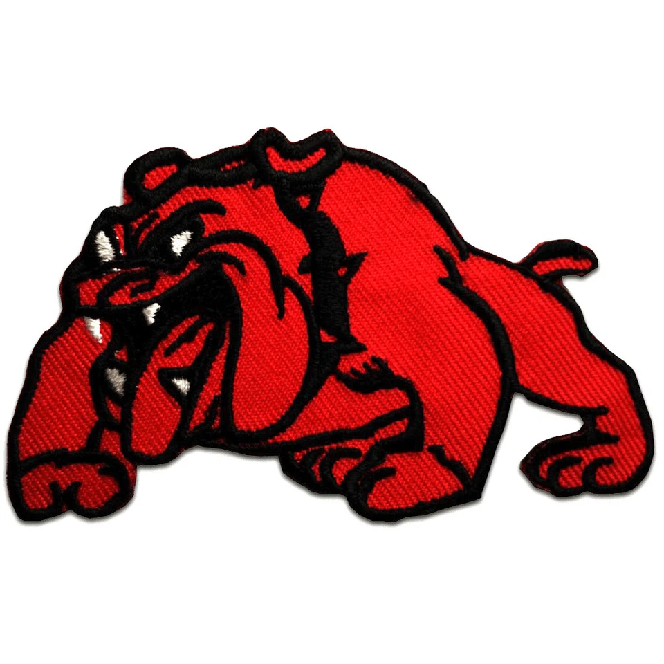 CATCH THE PATCH Aufnäher / Bügelbild - Bulldog Hund - rot - 9,5 x 6 cm - Patches Aufbügeln