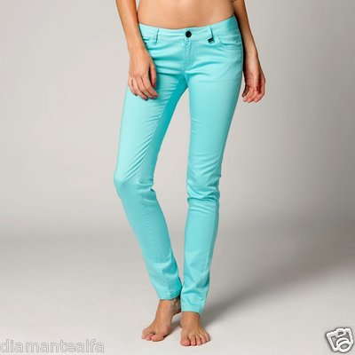 Fox Racing Women s Sharp Turn Skinny Fit Chino Pants   Ice Blue sz 3