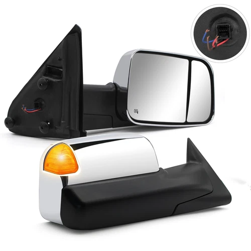 Pair Towing Mirrors For 02-06 Ram 1500 03-09 Ram 2500 Power Heated Signal Chrome
