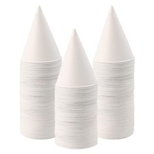 6 oz Snow Cone Cups, 100pc White Paper Cone Cups Wax Coated Leakproof Cone Pa...