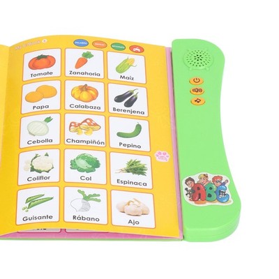 Green Electronic Sound Book Spanisch Sprache Tier Obst Zahlen Lernen CU