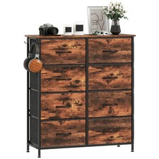 HOMCOM Fabric Chest of Drawers, 8 Drawer Dresser for Bedroom, Rustic Brown