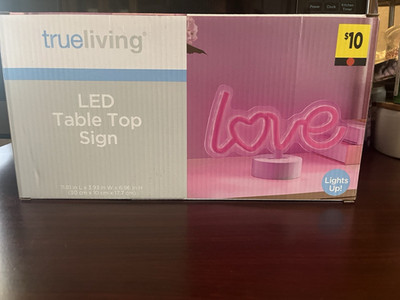 LED Tabletop Love Sign, Pink/White
