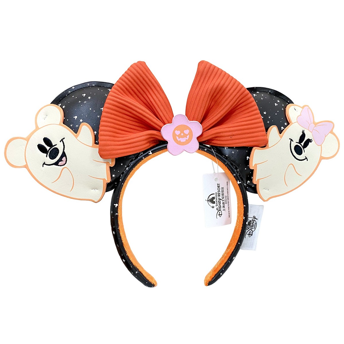 Disney~ Loungefly Mickey&Minnie Floral Ghost Bow Ears 
