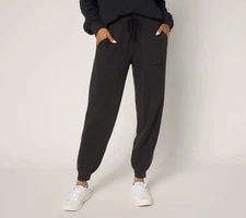 Anybody Women's Petite Pants PS Washed Waffle Knit Joggers Black A697069