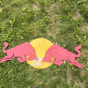 Vintage Red Bull Energy Drink Advertising Sign Yellow Circle Logo Red & Yellow