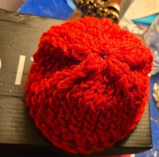 Metallic red crochet child's hat - handmade PLEASE READ DESCRIPTION