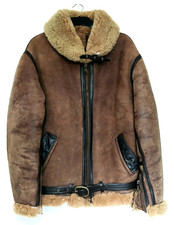 SUPERB VINTAGE AVIATOR FLYING SHEEPSKIN JACKET - S - HEAVY DUTY QUALITY LEATHER