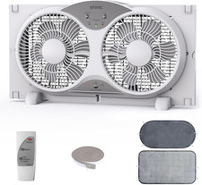 2026 9 Inch Twin Window Fan Quiet, Reversible Airflow, with Removable Cover an
