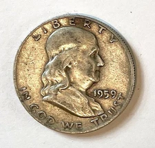 1959 P Franklin Half Dollar - very good condition -