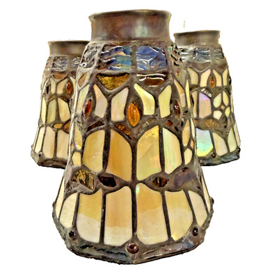 Glass Lamp Shades Tiffany Style Iridescent Mosaic Set of 3