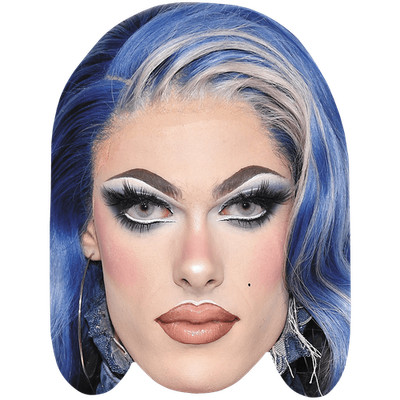 Gigi Goode (blau) Promi Maske, flaches Kartengesicht, Kostüm Maske