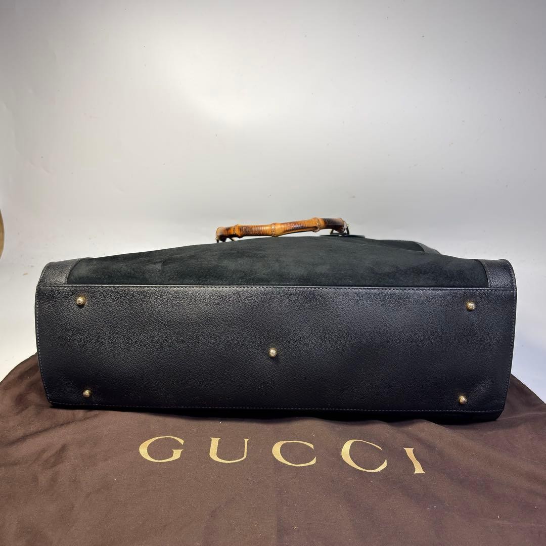 GUCCI Diana Bamboo Tote Hand Bag Magnetic Leather Suede Black Vinatge From Japan thumbnail 22