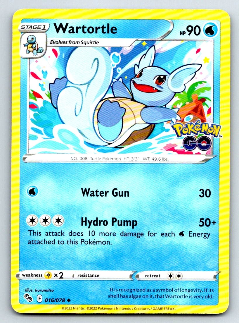 Pokemon Wartortle Pokemon GO PGO Regular 016/078 LP