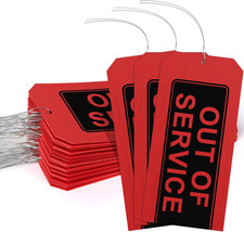 Out of Service Tags,100-pk Red Repair Tags with Wires Attached,Tear Water Resi