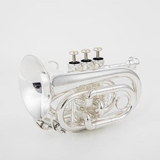 BACH Mini Pocket Trumpet Bb Flat Brass Wind Instrument with Mouthpiece Gloves