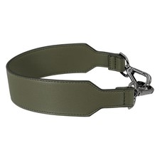 16 Inch Leather Purse Strap, Plain Pattern with Black Buckle, Dark Green