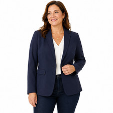 Ann Taylor Navy Blue Stretch Blazer Suit Jacket Lined Career NWT 179 sz 12
