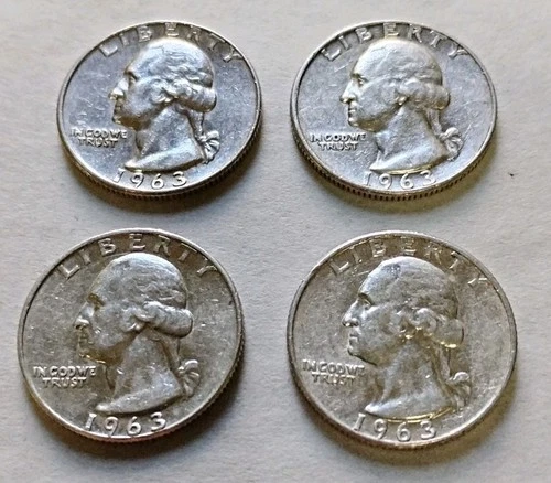 1963 D 90% Silver Quarters XF Lot Of 4 $1 Face. W23