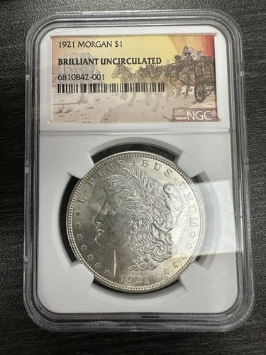 1921 Morgan Silver Dollar $1 - NGC Brilliant Uncirculated -B67