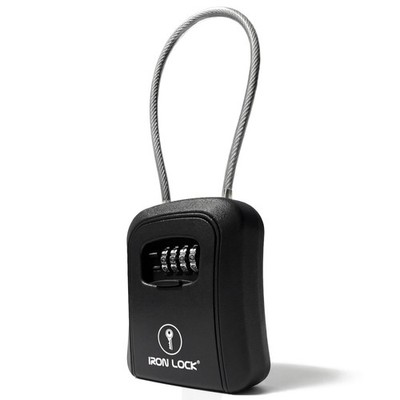 Iron Lock  Key Lock Box Portable with Cable Shackle & Wall Mount   Waterproof...