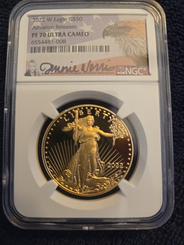 2022 W GOLD EAGLE G$50 NGC PF70 ULTRA CAMEO ADVANCED RELEASES NORRIS SIGN 10/10