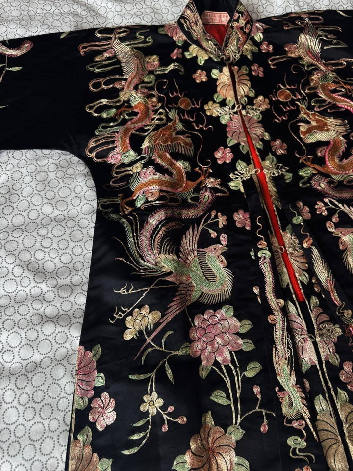 1930s Antique Chinese Wedding Jacket SILK Silver Gold Hand Embroidery - Image 3 of 4