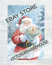 santa bouquet tin sign christmas decor metal poster plaque