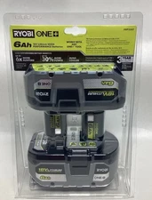 New Ryobi ONE+ 18V HIGH PERFORMANCE Lithium Ion 6.0 Ah Battery (2 Pack) PBP2007