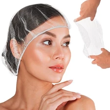 White Disposable Hair Net, 30 Inch. 100 Pack Nylon Kitchen Hair Nets Food Ser...