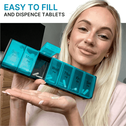Organizador de píldoras extra grande XXL soporte de vitaminas para suplementos semanales doble - Imagen 5 de 8