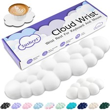 Cloud Keyboard Wrist Rest Set with PU Leather Memory Foam - White