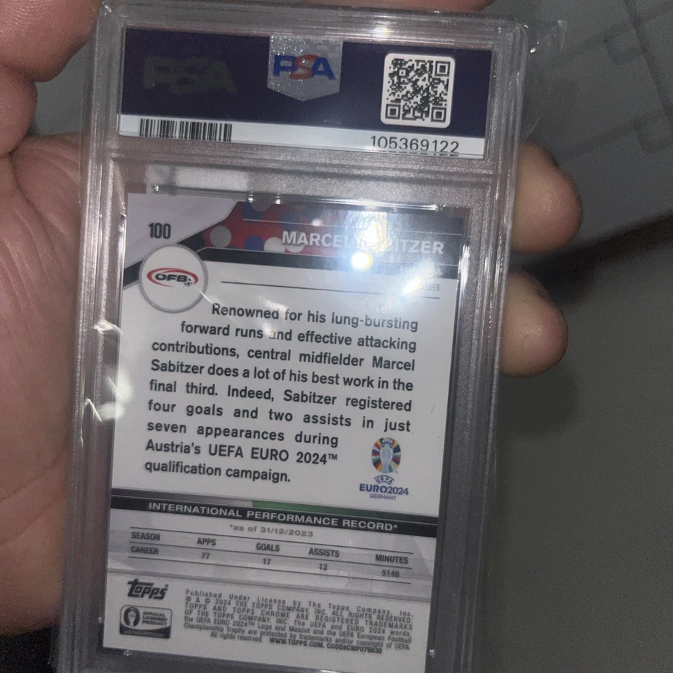 2024 TOPPS CHROME UEFA EURO | BLACK REFRACTOR [#8/10]MARCEL SABITZER 100 PSA 10 - Image 2 of 2