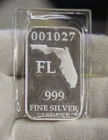 1/2 Troy Oz .999 Fine Silver Florida State Bar- Federated Mint