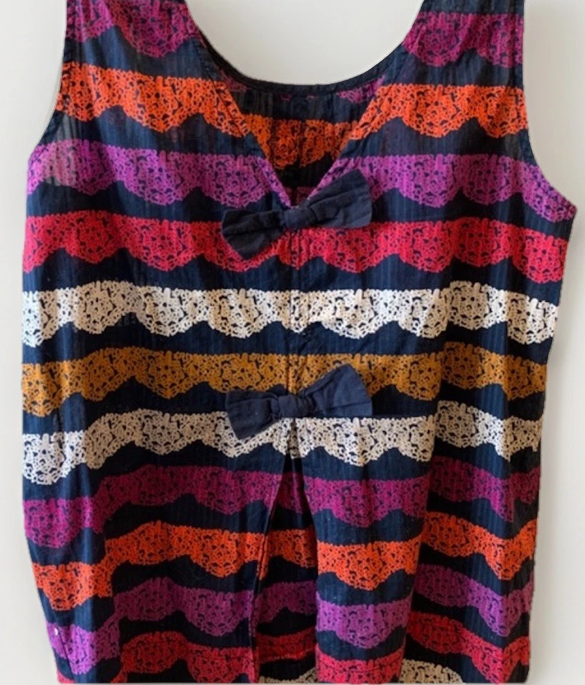 MARC BY MARC JACOBS Top Blouse Sleeveless Colorful Bows Cotton Size XS - Image 2 of 4