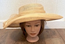 Dolce Vita Italia Sinamay Wide Brim Hat Beige Church Derby Wedding Mother’s Day