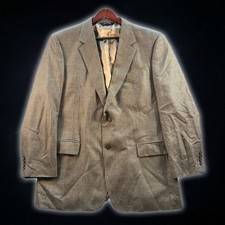 Jos. A. Bank Houndstooth Wool  Silk Wedding Brown Suit Jacket Men's Size 46L