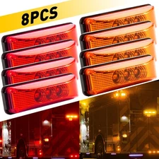 4XRed 4XAmber Side LED Lights Clearance Marker Light Truck Trailer RV Waterproof