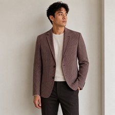 Slim Fit Men's Maroon Herringbone Blazer
