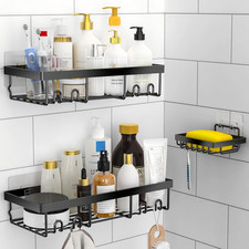 Moforoco 3-Pack Shower Caddy Basket Shelf with Soap Holder, No Drilling Traceles