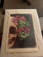 Mexican Art Hand Painted On Bark Paper -Natural colors And Cotton fabric