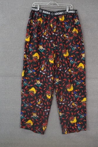 Vintage 1996 Looney Tunes Mania Pyjamahose Seide Mehrfarbig Gr. XL 40-42