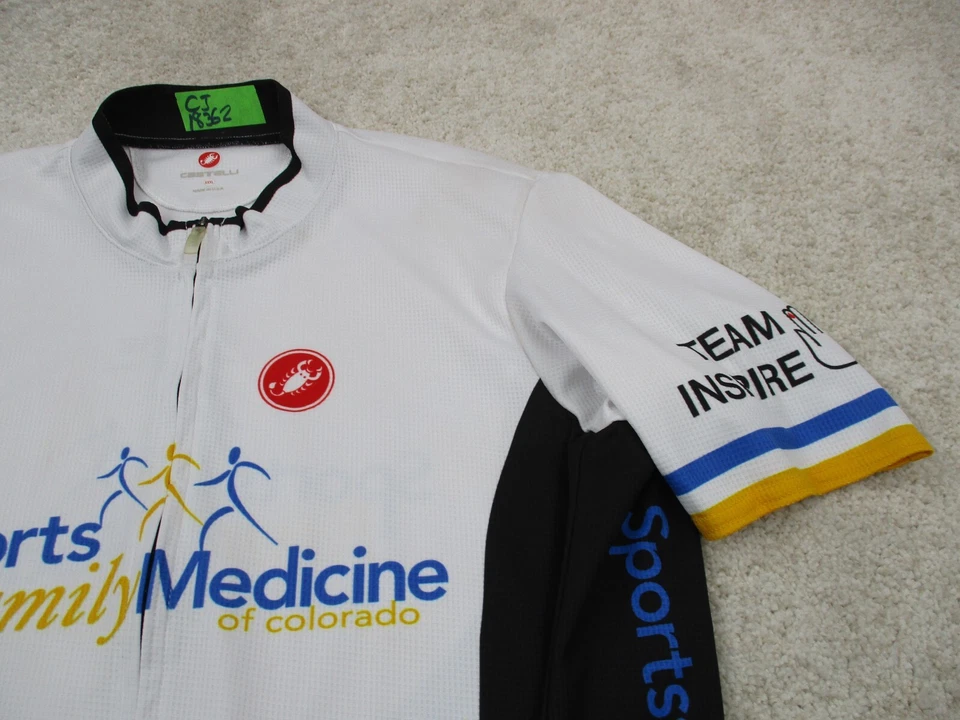 Camisa masculina de ciclismo Castelli 3XL XXXL branca preta escorpião zíper bicicleta EUA - Imagem 4 de 4