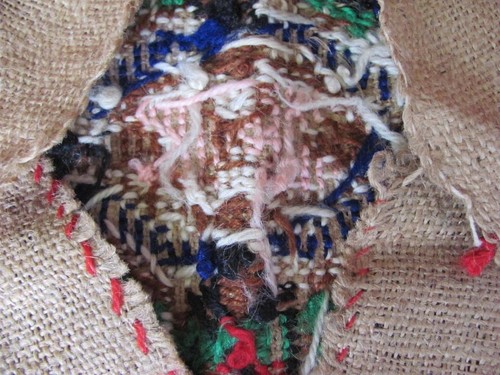 19C. ANTIQUE TRADITIONAL FOLK ART HANDMADE WOOLEN PILLOW - Picture 6 of 8
