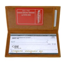 Tan Genuine Leather Plain Checkbook Cover Long Men Lady's Wallet